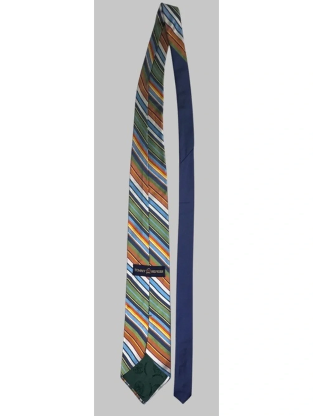 Tommy Hilfiger Men’s Tie 100% Silk Multicolor Striped 3.5” Made USA Necktie